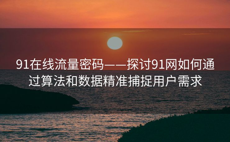 91在线流量密码——探讨91网如何通过算法和数据精准捕捉用户需求