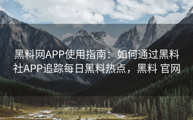 黑料网APP使用指南:如何通过黑料社APP追踪每日黑料热点,黑料 官网 黑料网APP使用指南:如何通过黑料社APP追踪每日黑料热点,黑料 官网