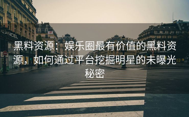 黑料资源：娱乐圈最有价值的黑料资源，如何通过平台挖掘明星的未曝光秘密